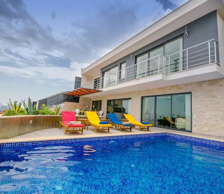 Kalkan Bölgesinde Deniz Manzaralı 8 Kişilik Tatil Villası